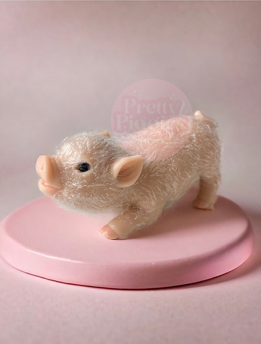 Cream Bowing Silicone Piglet Animal Doll